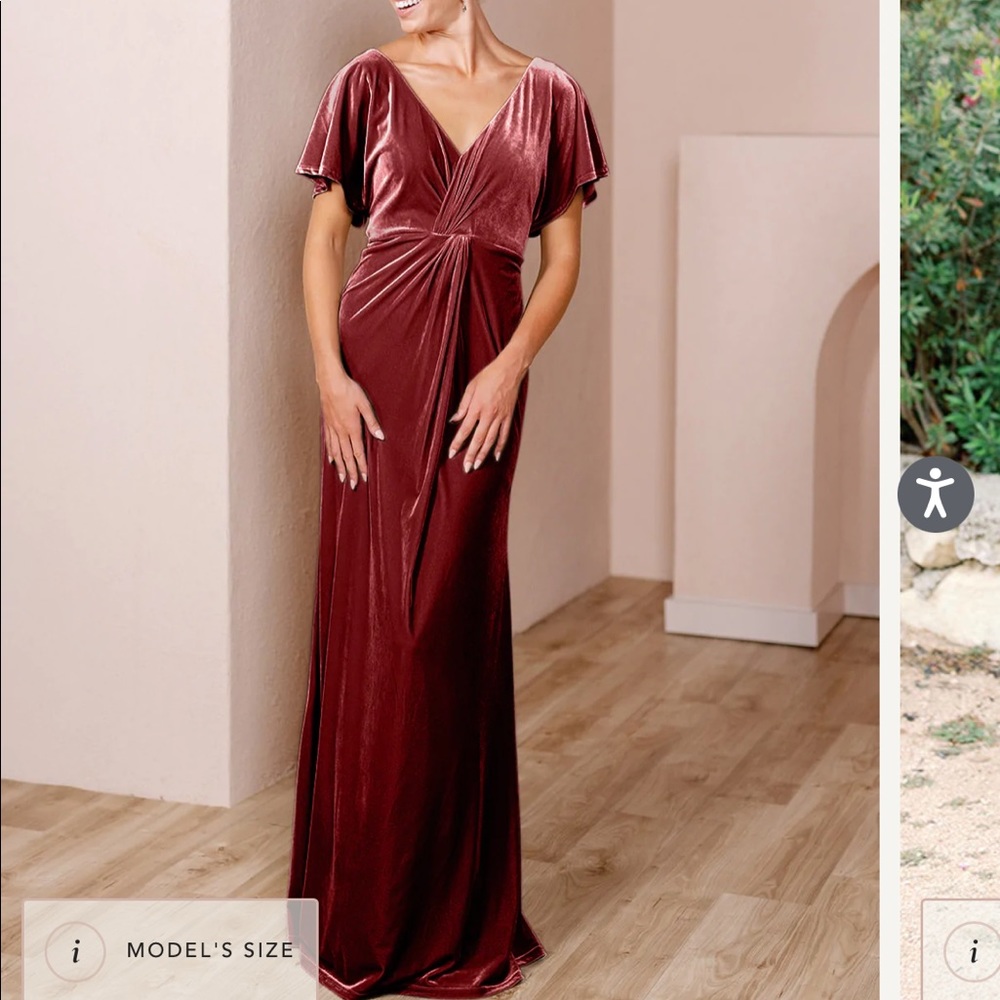 Burgundy velvet bridesmaid dress